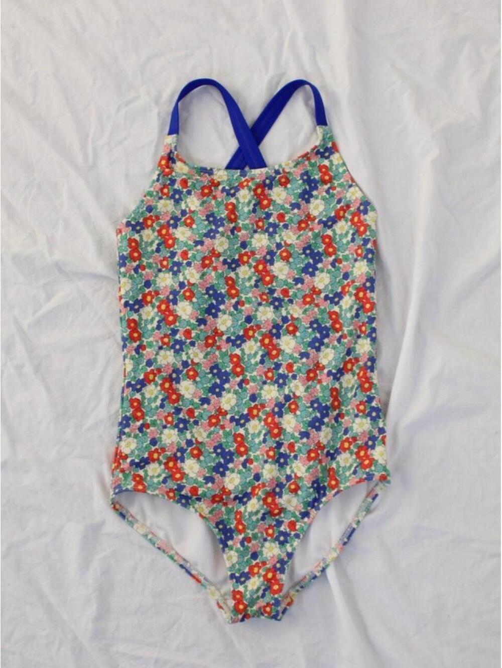 Mini Boden cross-back printed floral one piece swimsuit Size 8-9 years